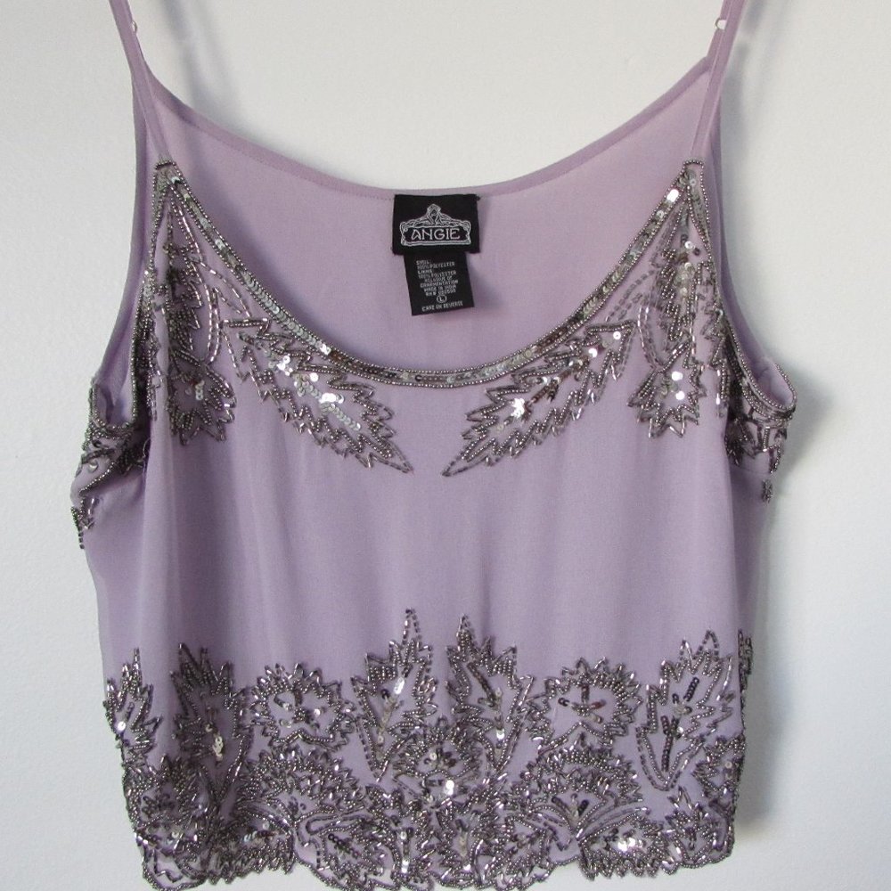 Angie Lavender Beaded Crop Top